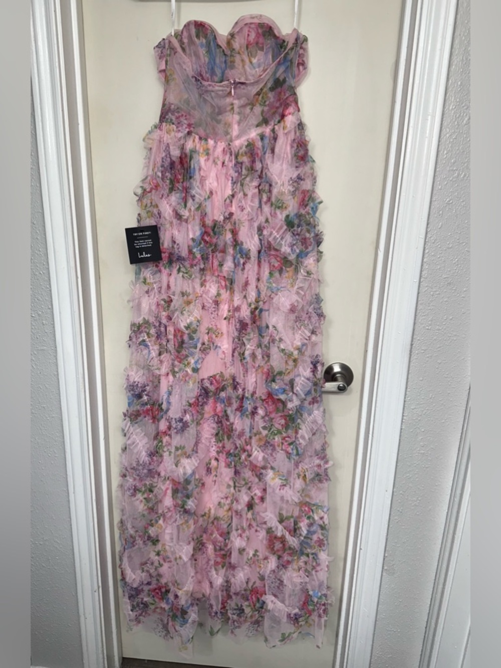 Stunning Element Pink Floral Mesh Ruffled Strapless Maxi Dress
Lulus - Picture 5 of 5